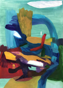 Entre la cosa y el ojo óleo sobre papel 50 x 70